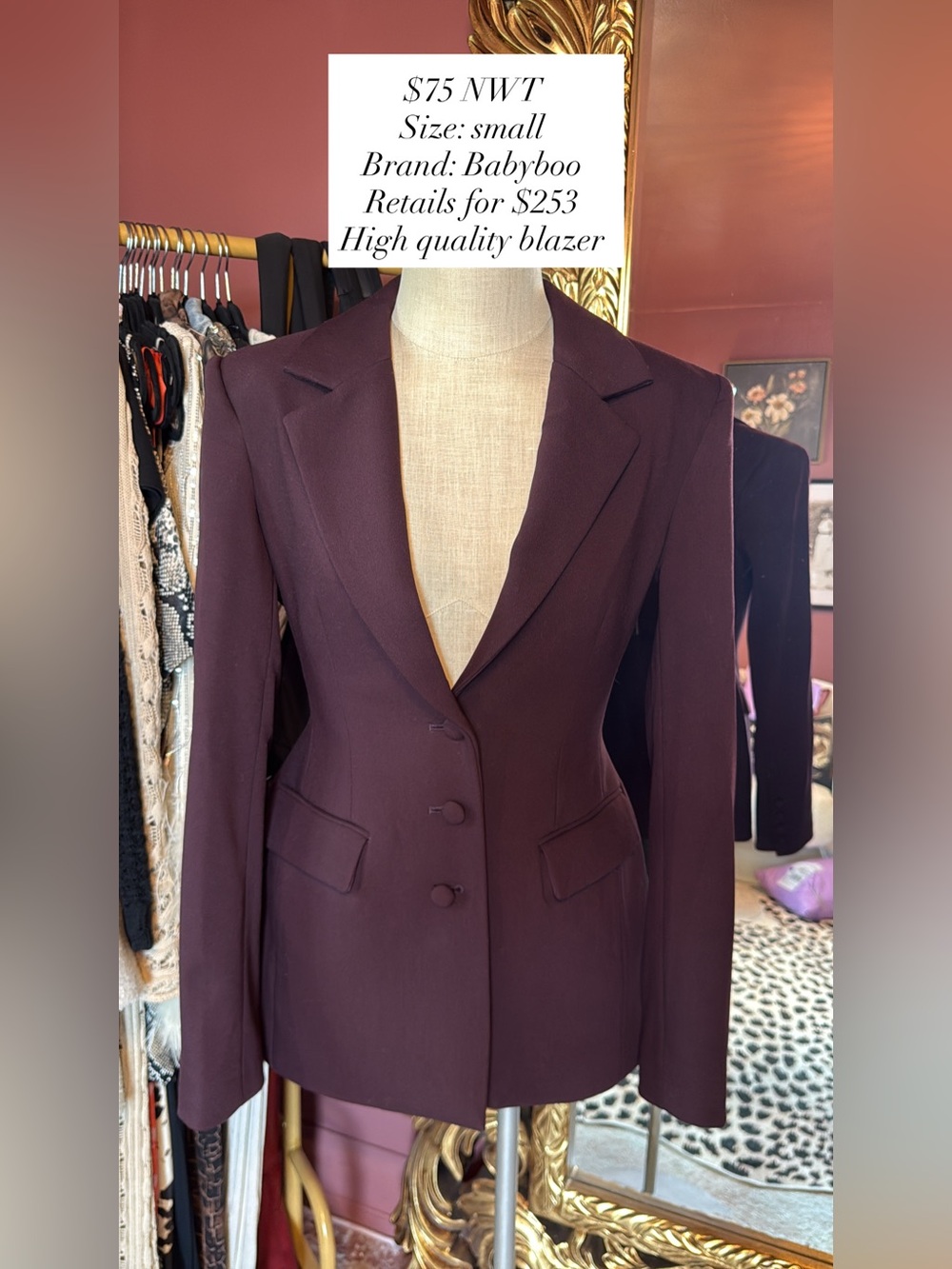 Babyboo Women's Plum Tailored Blazer - Structured Notch Lapel